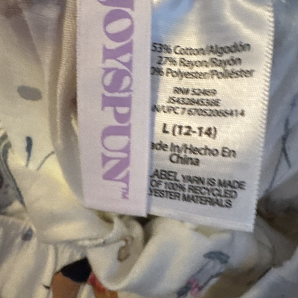 Joyspun Womens Sz Large (12-14) White Skiing Dog Printed Woven Pajama Pants NEW - Picture 5 of 5